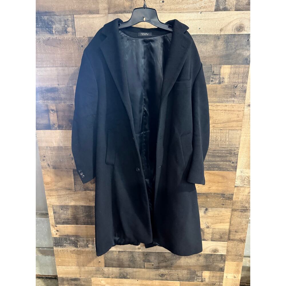 Vintage Chaps Ralph Lauren Men's Black Wool 3-Button Long Overcoat Topcoat - Picture 4 of 9